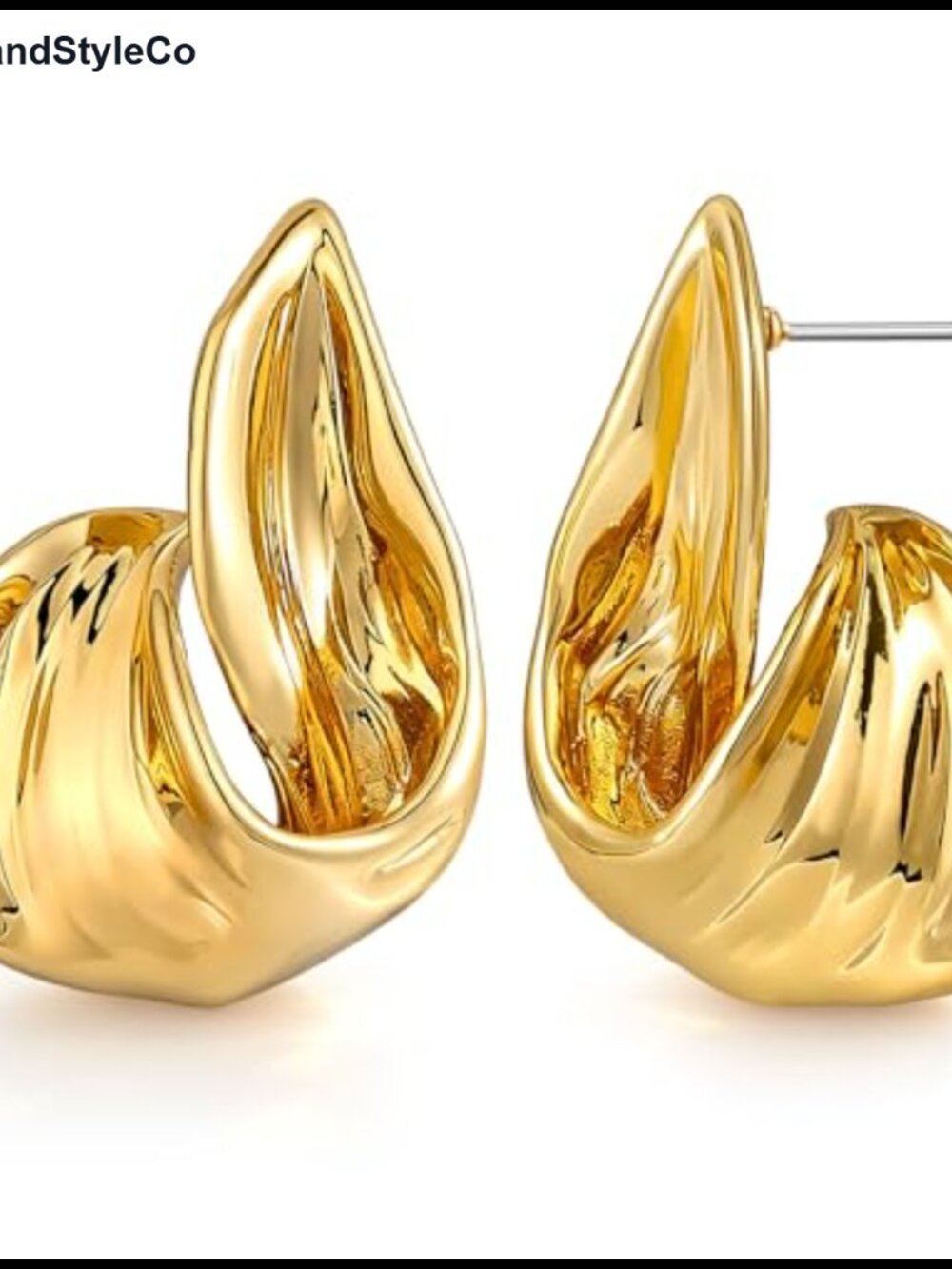 Chunky 18K Gold Plated Flower Leaf Drop Dangle Earrings Hypoallergenic